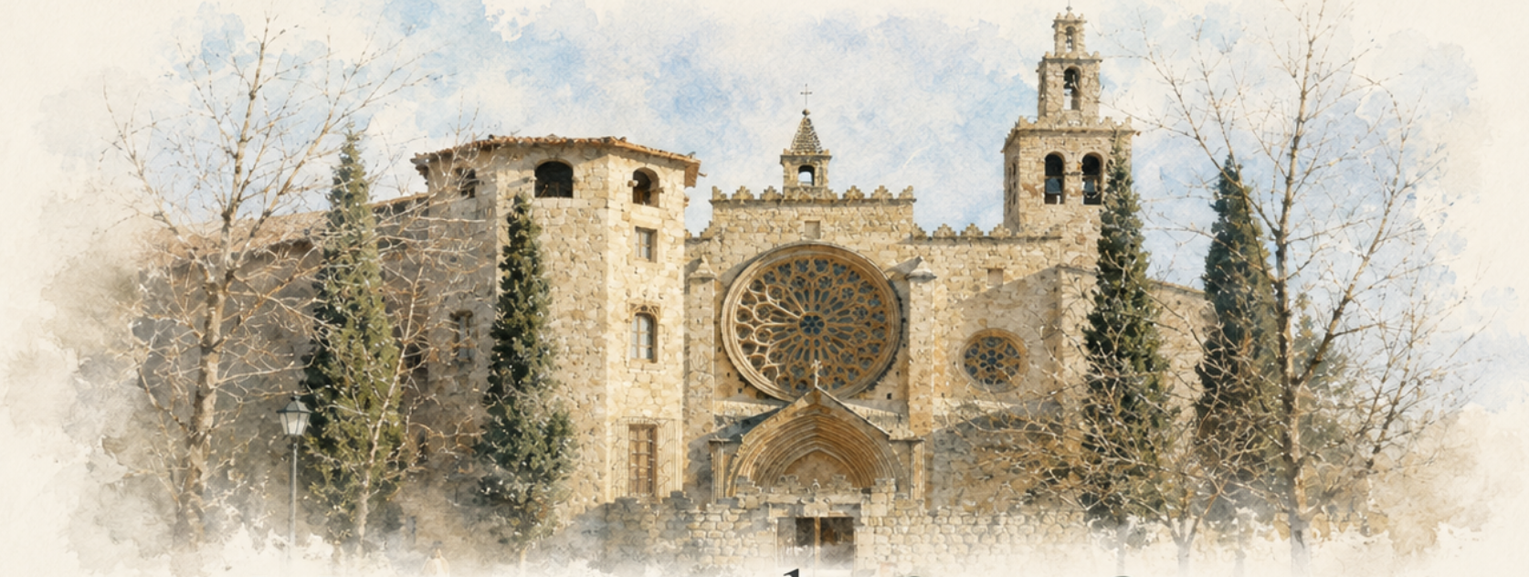 Acuarela del Monasterio de Sant Cugat